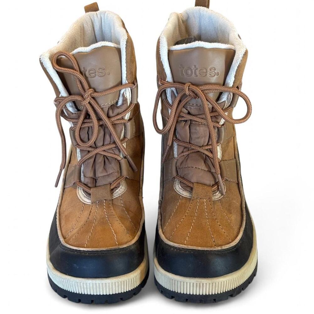 Totes Women's Quilted Waterproof Duck Boots Tan/Brown Mid-Calf Side Zip Size 8